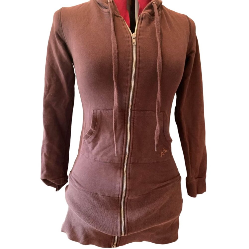 Nitrogen Long Brown hooded sweatshirt with front zipper Medium